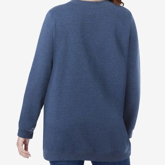Woman Within Women's Plus Size 2X Fleece Sweatshirt Denim Blue Made In Taiwan - Picture 2 of 9